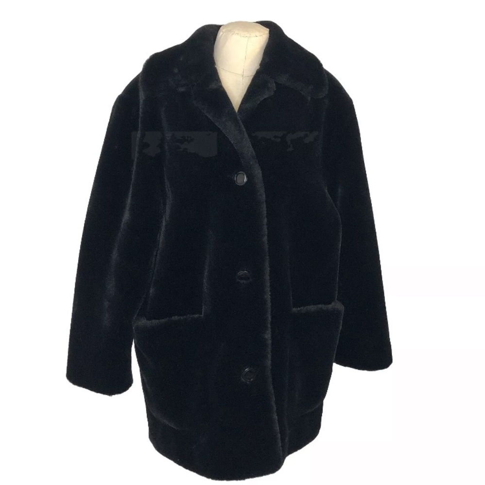 Bernardo Faux Fur Coat Size M black soft luxury cozy classic boho chic retro